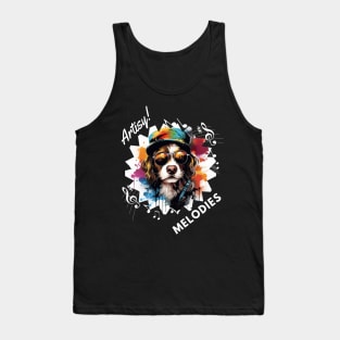 Artistic Dog with Beret: "Artsy Melodies" Tank Top